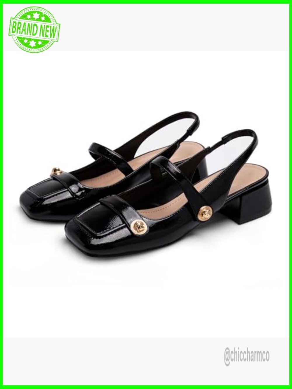 Low Block Heel Slingback Mary Jane Pumps Classic Office Dress Shoes - Picture 6 of 7
